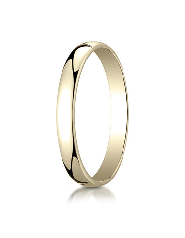 Benchmark 14K Yellow Gold 3mm Low Dome Light Wedding Band Ring (Sizes 4 - 15 )