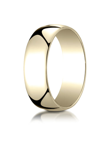 Benchmark 14K Yellow Gold 7mm Low Dome Light Wedding Band Ring (Sizes 4 - 15 )