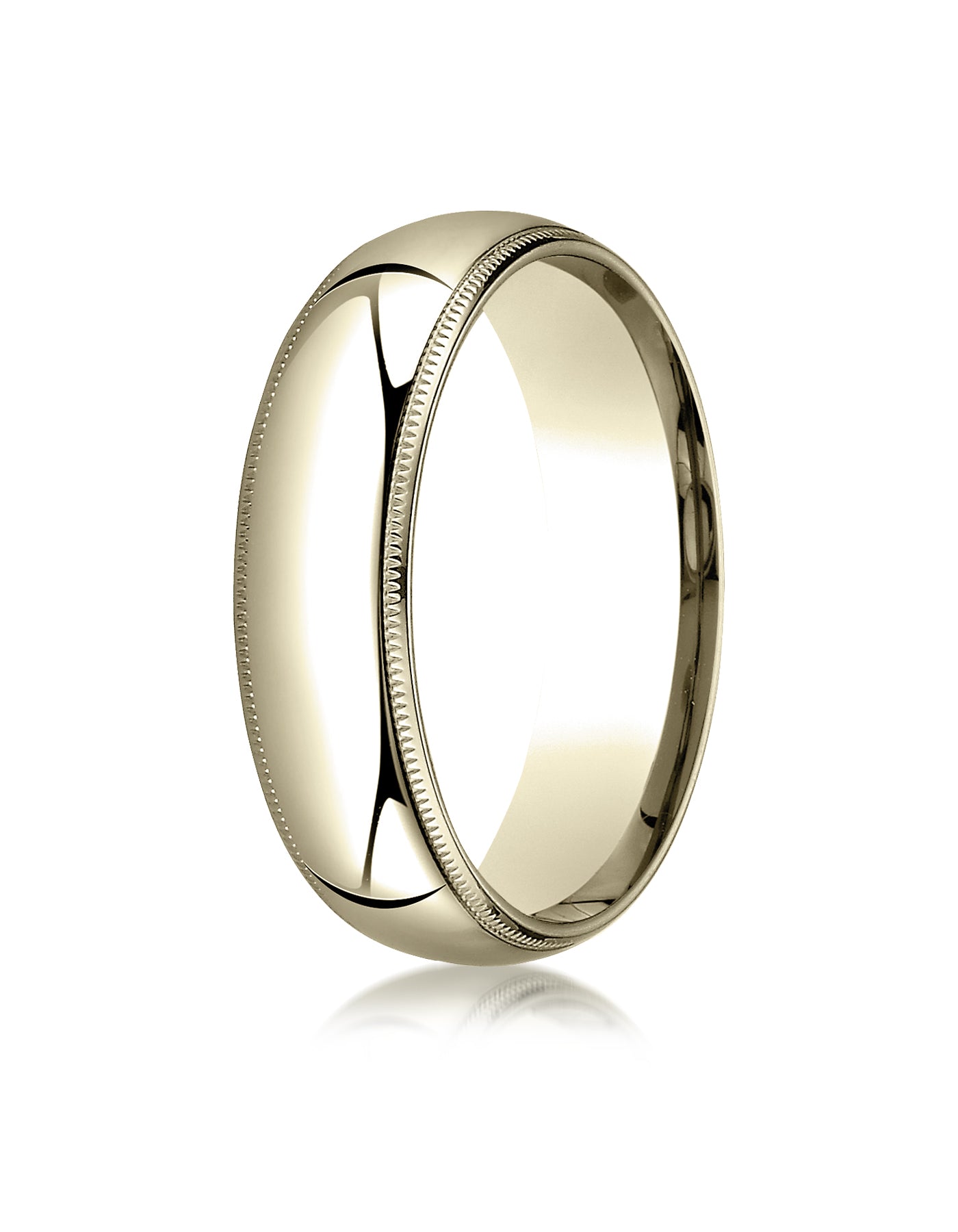 Benchmark 14K Yellow Gold 6mm Slightly Domed Standard Comfort-Fit Wedding  Ring with Milgrain, Size 4