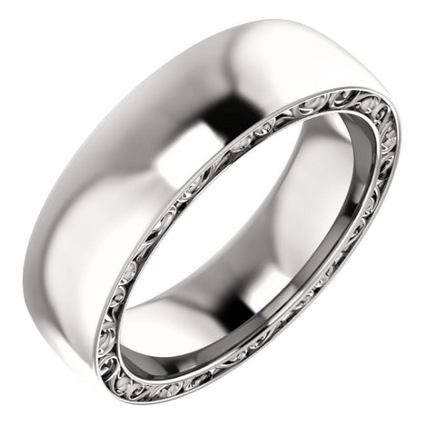 14k White Gold 6mm Sculptural-Inspired Relief Pattern Band Size 7