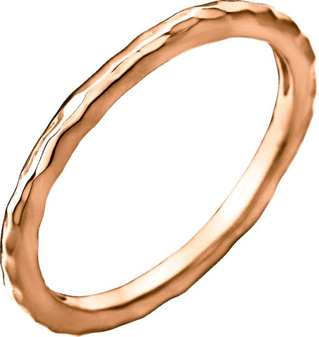 14k Rose Gold 2mm Hammered Stackable Ring Size 5