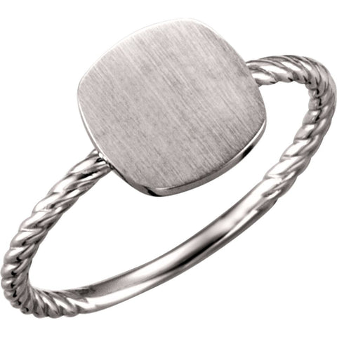 14k White Gold Antique Engravable Rope Ring , Size 7