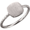 14k White Gold Antique Engravable Rope Ring, Size 7