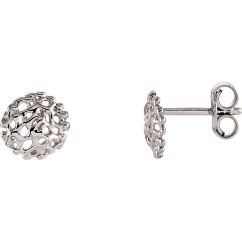 14k White Gold 8mm Textured Stud Earrings