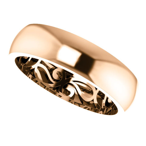 14k Rose Gold 6mm Paisley Design Band Size 7.5