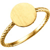 14K Yellow Gold Round Engravable Rope Ring (Size 6)