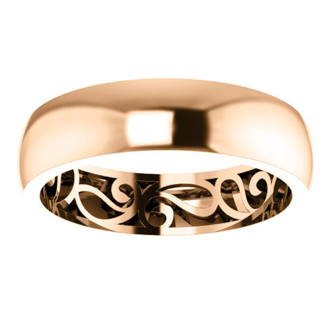 14k Rose Gold 6mm Paisley Design Band Size 7.5