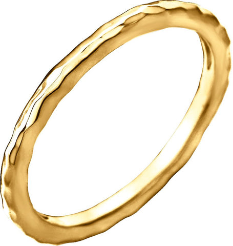 14k Yellow Gold 2mm Hammered Stackable Ring Size 5