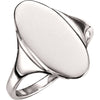 Oval Signet Ring in 14k White Gold ( Size 6 )