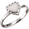 Heart Signet Ring in 14k White Gold ( Size 6 )