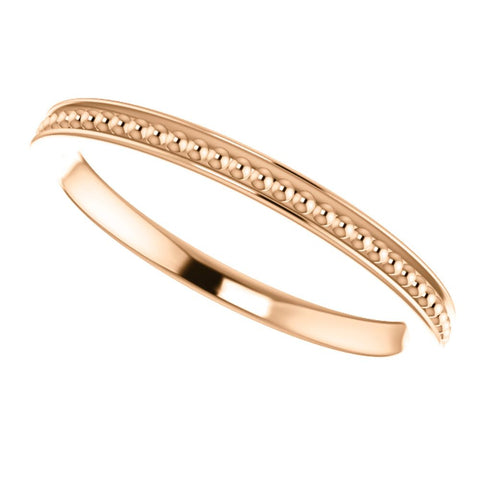 14k Rose Gold Stackable Bead Ring Size 7