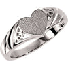 Heart Signet Ring in 14k White Gold ( Size 6 )