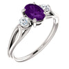 14k White Gold Amethyst & 1/5 ctw. Diamond Ring, Size 7