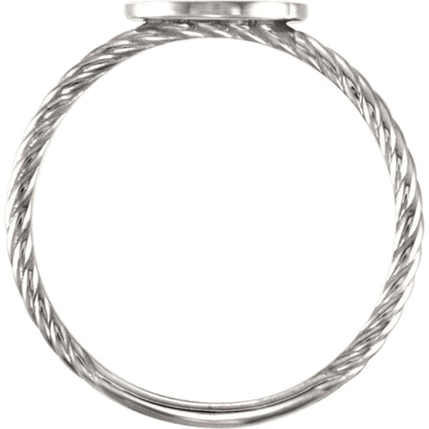 Continuum Sterling Silver Round Engravable Rope Ring, Size 7