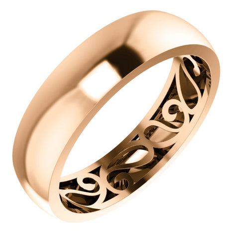 14k Rose Gold 6mm Paisley Design Band Size 12