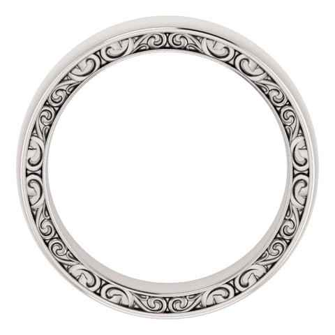 14k White Gold 6mm Sculptural-Inspired Relief Pattern Band Size 7