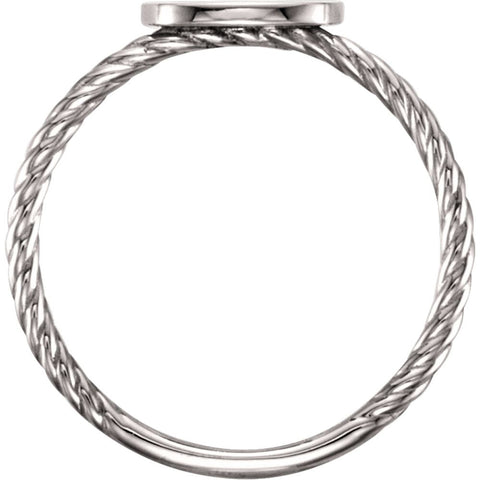 14k White Gold Antique Engravable Rope Ring , Size 7