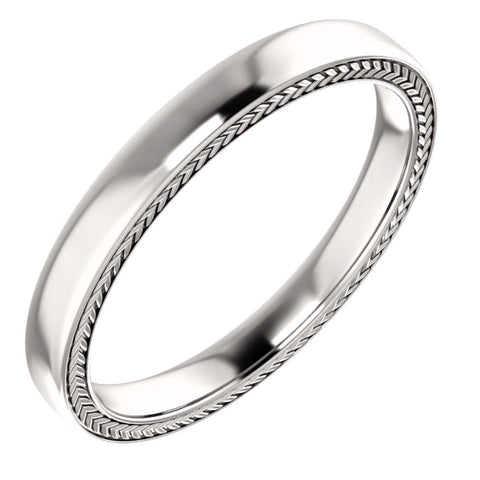 14k White Gold 3mm Band Size 9.5