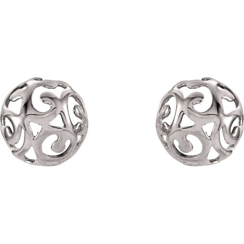 14k White Gold Swirl Earrings