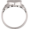 14k White Gold Heart Signet Ring, Size 6