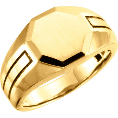 14k Yellow Gold Men's Signet Ring, Size 10