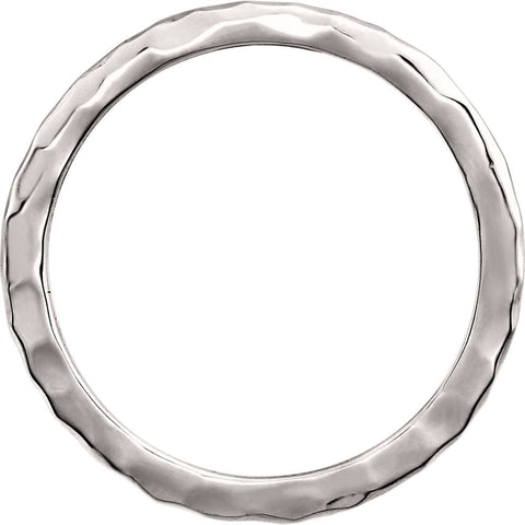 14k White Gold 2mm Hammered Stackable Ring Size 6