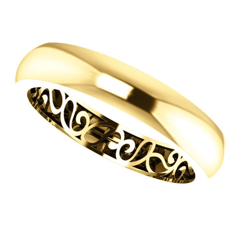 14k Yellow Gold 4mm Paisley Design Band Size 7