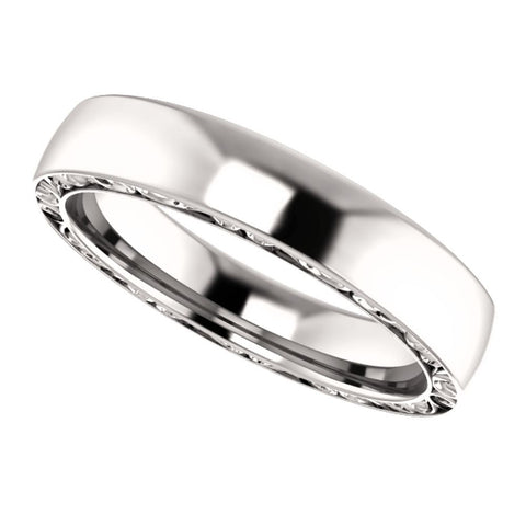 14k White Gold 4mm Sculptural-Inspired Relief Pattern Band Size 6