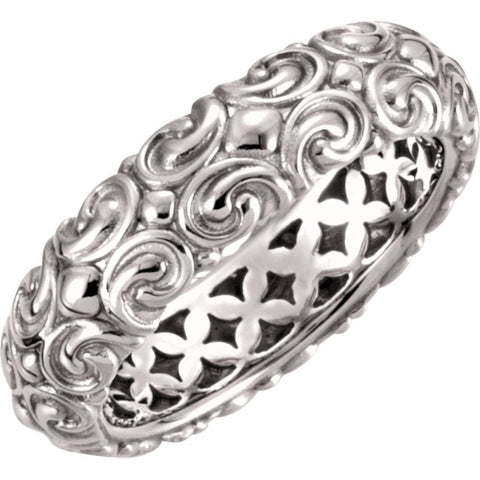 14k White Gold Sculptural-Inspired Ring, Size 7