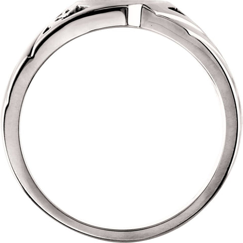 14k White Gold Heart Signet Ring, Size 6