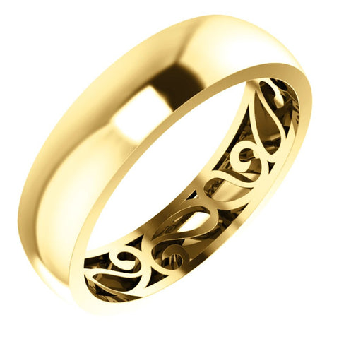 14k Yellow Gold 6mm Paisley Design Band Size 10.5