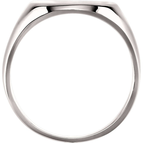 14k White Gold 5545 9x11mm Solid Oval Signet Ring, Size 6