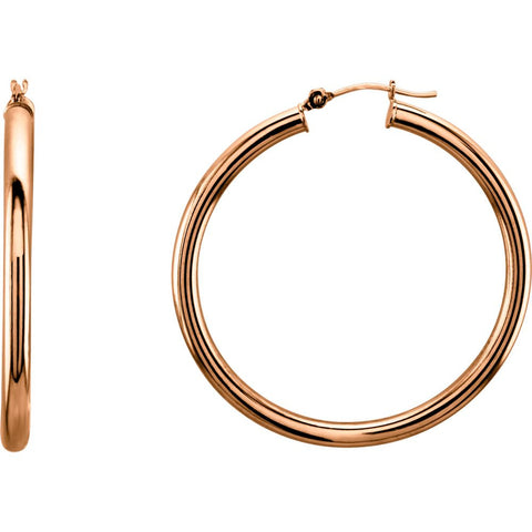 14k Rose Gold 40mm Tube Hoop Earrings