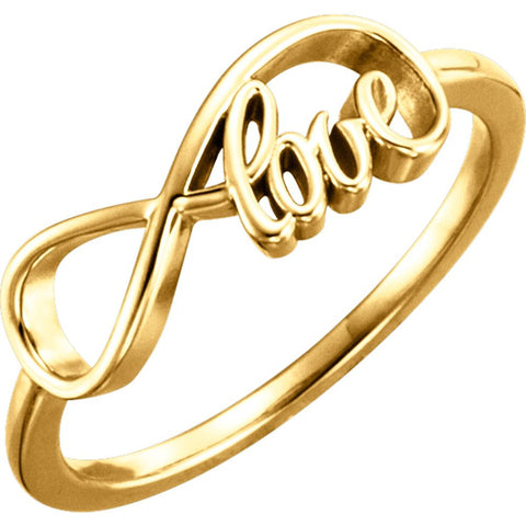 14k Yellow Gold Love Infinity-Inspired Ring, Size 7