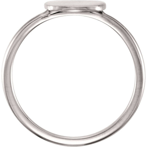 14k White Gold Cushion Engravable Ring , Size 7