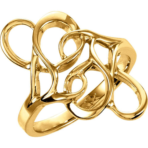 14k Yellow Gold Freeform Ring , Size 6