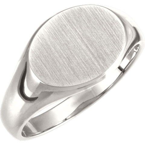 Sterling Silver 5545 9x11mm Solid Oval Signet Ring, Size 7