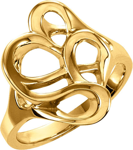 14k Yellow Gold Freeform Ring, Size 6