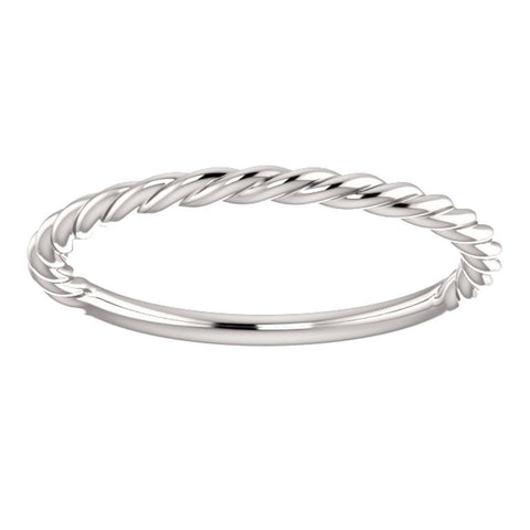 14k White Gold Rope Design Band, Size 7