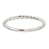 14k White Gold Rope Design Band, Size 7