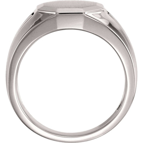 14k White Gold Men's Signet Ring, Size 10