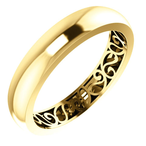 14k Yellow Gold 4mm Paisley Design Band Size 7