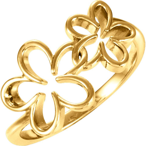 14k Yellow Gold Flower Ring, Size 7