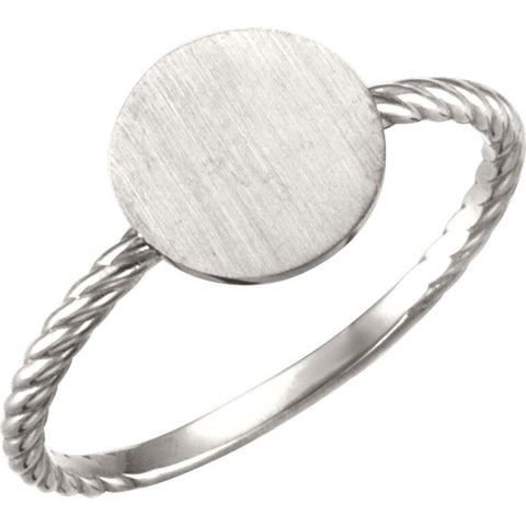 Continuum Sterling Silver Round Engravable Rope Ring, Size 7