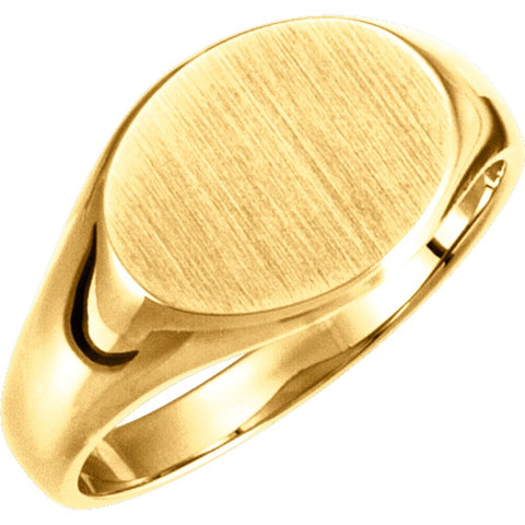 14k Yellow Gold Ladies Oval Signet Ring, Size 6