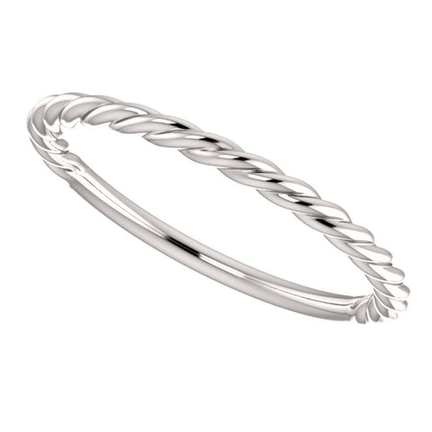 14k White Gold Rope Design Band, Size 7