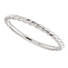 14k White Gold Rope Design Band, Size 7