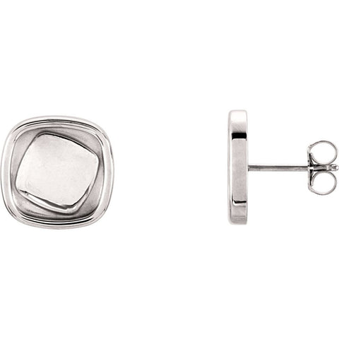 14k White Gold Cushion Earrings