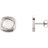 14k White Gold Antique Square Earrings