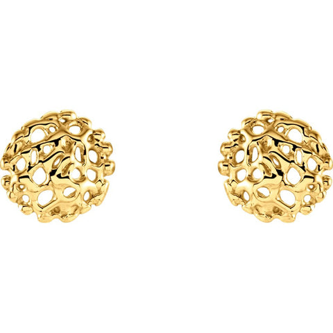 14k Yellow Gold 8mm Textured Stud Earrings